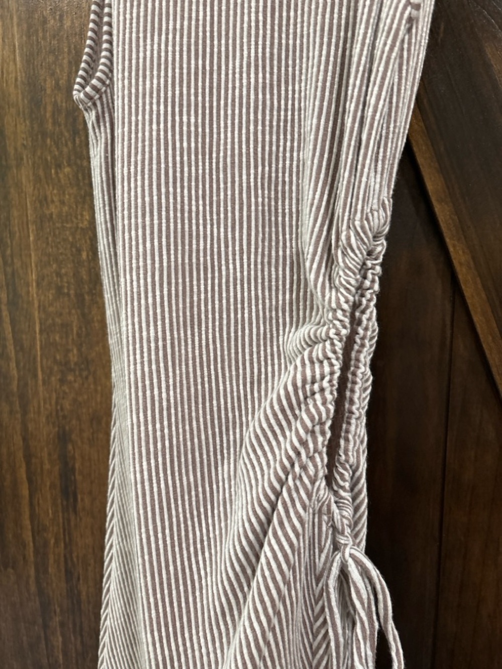 Caution to the Wind Ruched Midi Dress Striped Bodycon L - Picture 4 of 5